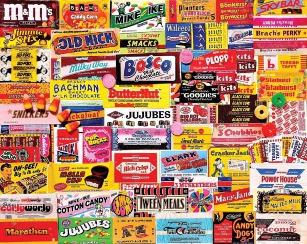 White Mountain Puzzles Candy Wrappers - 1000 Piece Collage Jigsaw Puzzle