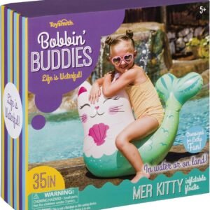 Toysmith Bobbin Buddies Inflatable Mer Kitty Water Floatie Kit Toy