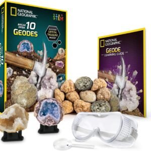 National Geographic Break Open 10 Premium Geodes Includes Goggles, Detailed Learning Guide