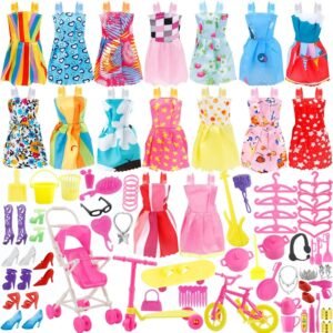 JANYUN Total 114pcs - 16 Pack Clothes Party Gown Outfits for Doll+