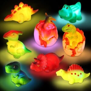 yoliyogo Dinosaur Toy Bath Floating Toy with Auto Flashing Early Learning Toy