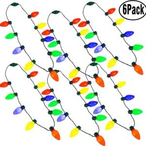 6 Pack Holiday Christmas LED Light Up Bulb Necklace Christmas Holiday Accessories