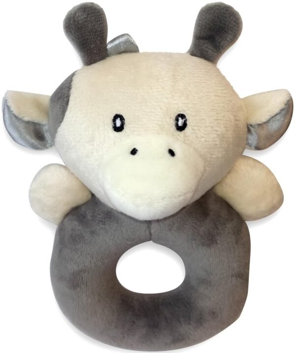 X-Large Premium Baby Rattle, Extra Soft Plush Cow Teether, BPA Free, by