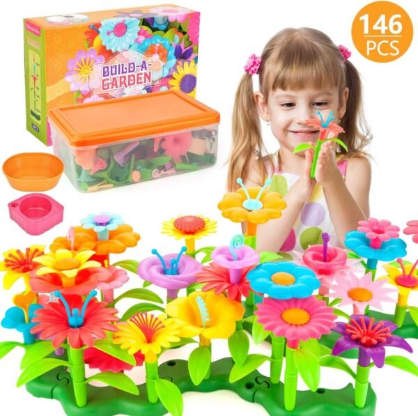 AOKIWO 146PCS Flower Garden Building Toys for Girls, STEM Toy Gardening Pretend
