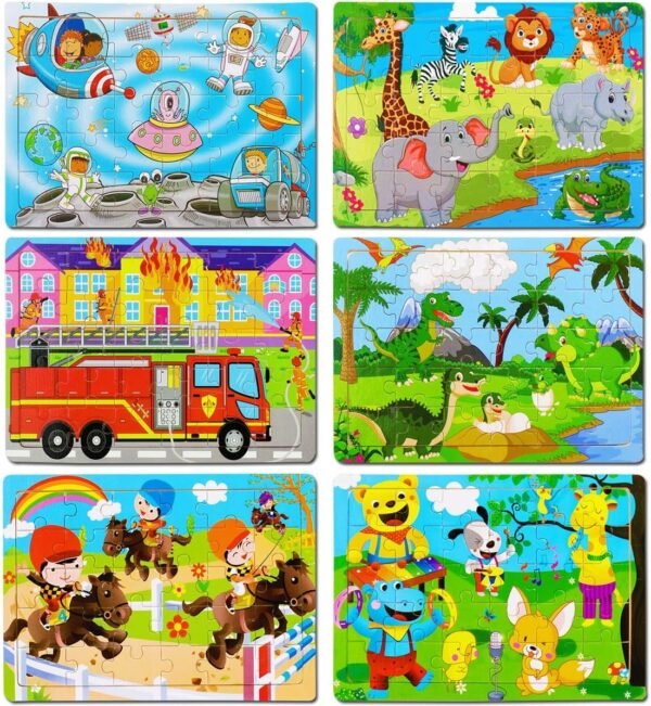 Puzzles for Kids Ages 3-8, 6 Pack Wooden Jigsaw Puzzles 30 Pieces