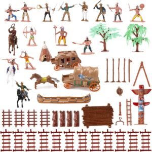 Liberty Imports Wild West Cowboys and Native American Indians Plastic Figure Soldiers