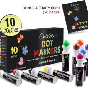 Washable Dot Markers for Kids with Free Activity Book Large 10 Colors