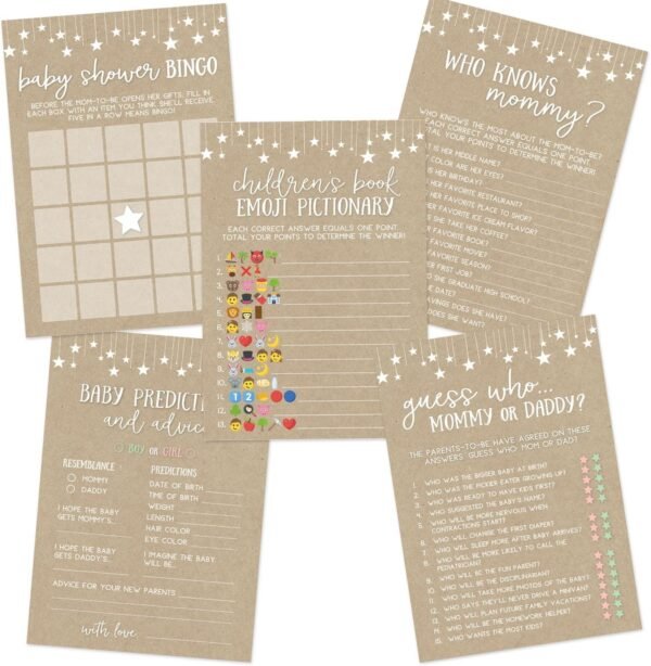 Kraft Baby Shower Game Set, Contains 5 Games, 50 Sheets Each, Fun