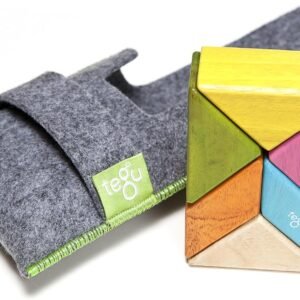 6 Piece Tegu Pocket Pouch Prism Magnetic Wooden Block Set, Tints