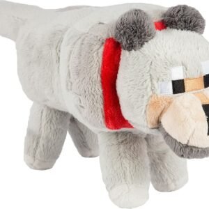 JINX Minecraft Wolf Plush Stuffed Toy, Gray, 15 Long Kit