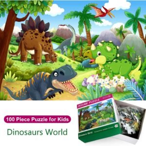 Wowok 100 Piece Jigsaw Puzzle for Kids, The Age of Dinosaur Jigsaw