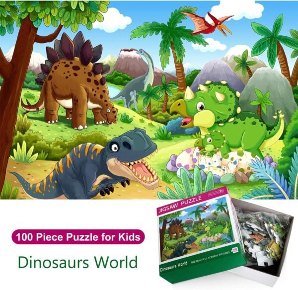 Wowok 100 Piece Jigsaw Puzzle for Kids, The Age of Dinosaur Jigsaw