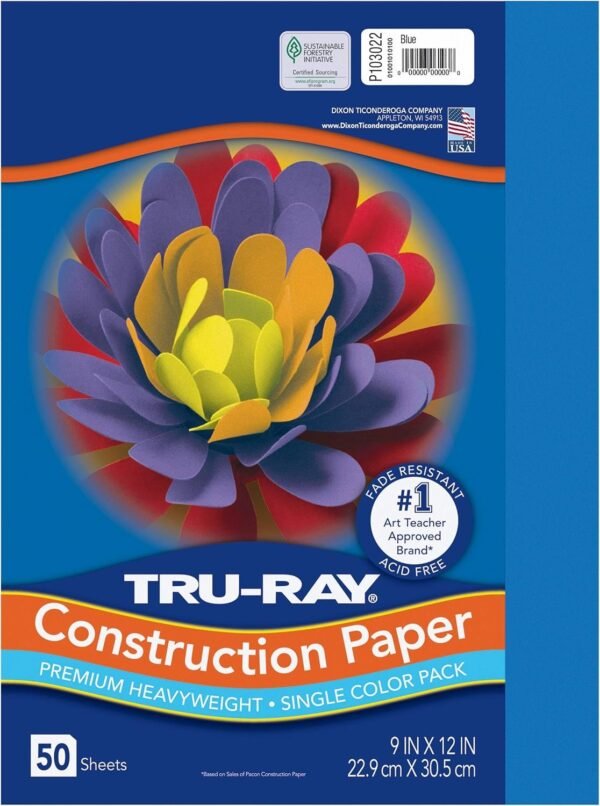 Tru-Ray Heavyweight Construction Paper, Blue, 9 x 12, 50 Sheets