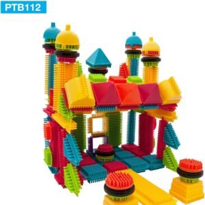 PicassoTiles PTB112 112pcs Bristle Shape Blocks Building Tiles Set Construction Learning Toy