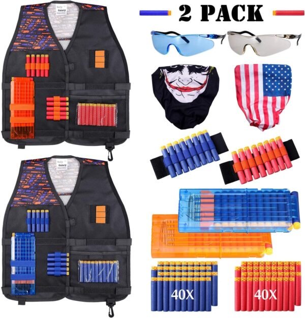 Hely Cancy Kids Tactical Vest Kit 2 Pack for Nerf N-Strike Elite