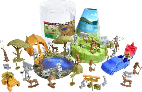 Camping Adventure Bucket 68 Assorted Hunting Gear Toy Play Set For Kids,
