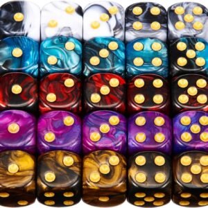 25 Pieces Polyhedral Dice Set 6 Sided Game Dice with Black Pouch