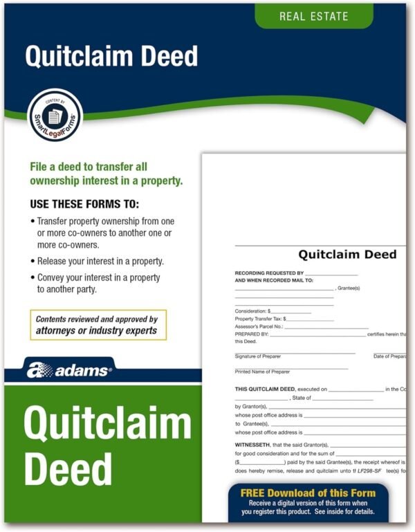 Adams Quitclaim Deed, Forms and Instructions LF298 Kit Toy Fun