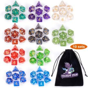 DND Dice Sets, 10 X 7 Sets 70 Pieces Polyhedron Dice for