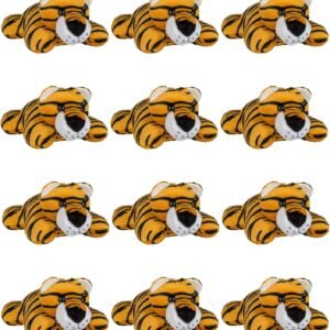 Wildlife Tree 12 Pack Tiger Mini 4 Inch Small Stuffed Animals, Bulk