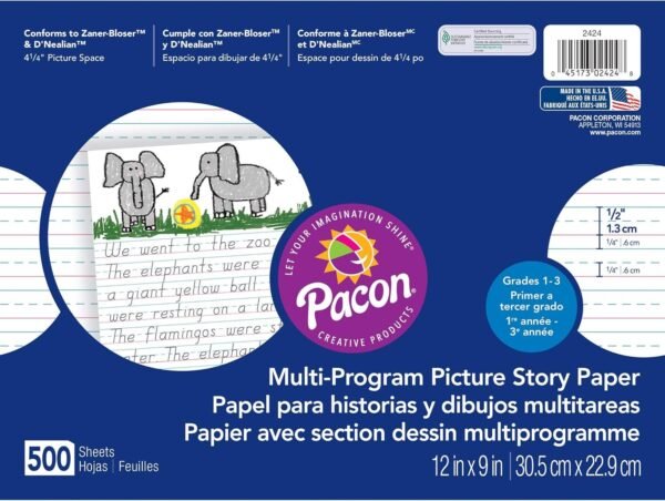 Pacon Multi-Program Picture Story Paper, 12X9, DNealian 1, 2 & 3 and