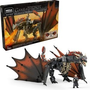 Mega Brands GKG97 Game of Thrones Daenerys and Drogon Construx, Multi Color