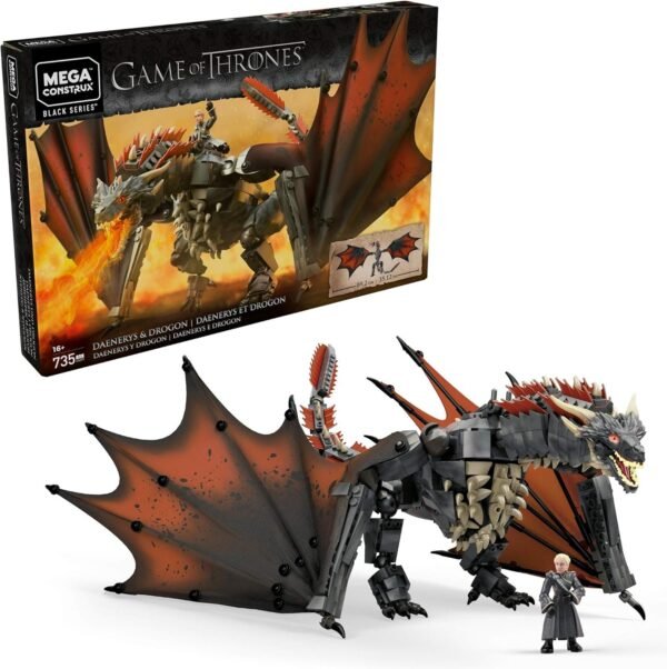 Mega Brands GKG97 Game of Thrones Daenerys and Drogon Construx, Multi Color