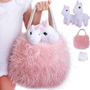 Unicorn Gift for Girls 4 Pcs Set. Baby and Mommy Unicorn Toy,