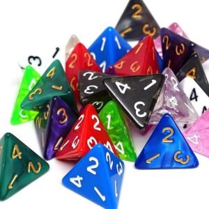 25 Count Assorted Pack of 4 Sided Dice - Multi Colored Assortment