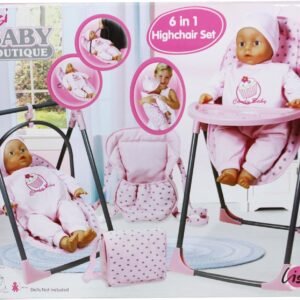 Lissi Convertible Doll Highchair Play Set with Accessories Role Play Toy