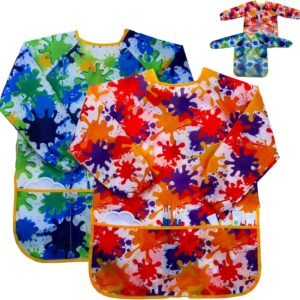 Kids Art Smock Painting Apron - Pack of 2 Long Sleeve and