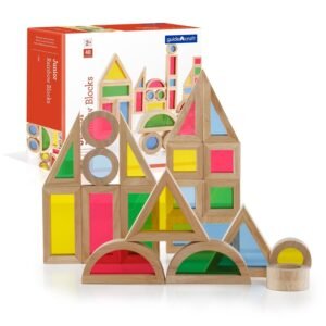Guidecraft Jr. Rainbow Blocks 40 Piece Set - Kids Learning & Educational