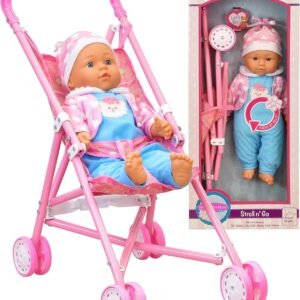 My First Baby Doll Stroller - Soft Body Talking Baby Doll Included