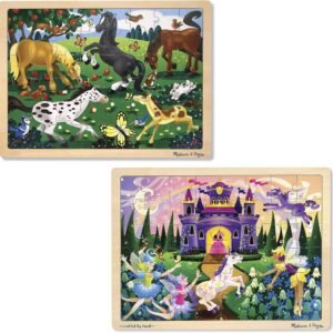 Melissa & Doug Jigsaw Bundle 48pc - Fairy Princess Castle and Horses
