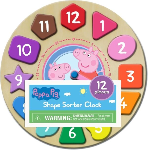 Peppa Pig Shape Sorter Clock Puzzle 12Piece Kit Toy Fun