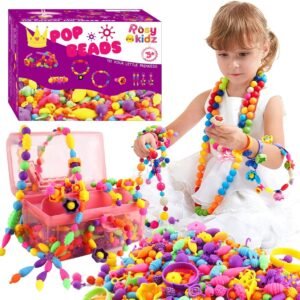 Rosykidz Snap Pop Beads Set, 600 Pcs Arty Beads Jewelry Making Kit