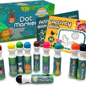 Wee Creators Washable Dot Markers for Kids with 2 Educational Activity Books