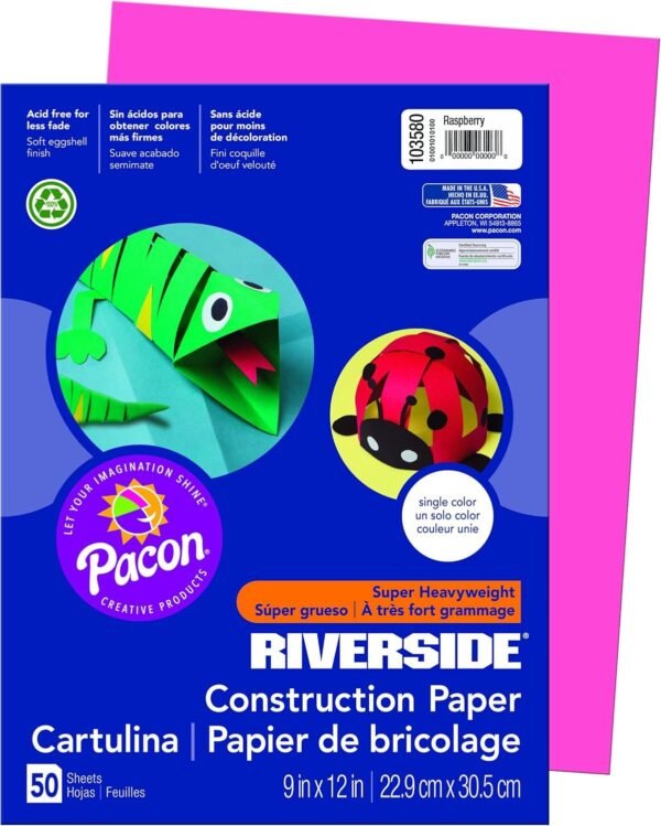 Riverside 3D Construction Paper, Raspberry, 9 x 12, 50 Sheets