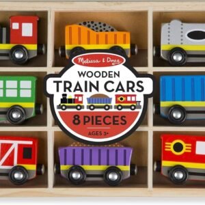 Melissa & Doug Wooden Train Cars 8-Piece Train Set,Multicolor Kit