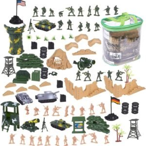 Juvale 100 Piece Military Figures and Accessories - Toy Army Soldiers in