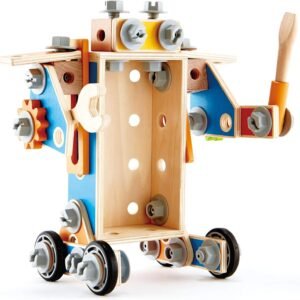 Hape Limited Edition Handyman Go-to-Caddy Childrens S.T.E.M Wooden Tool Box Builder Set,