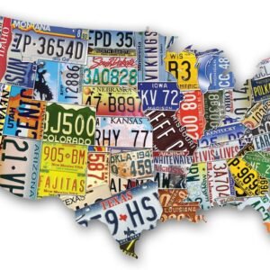 USA License Plate Map 1000 Piece Jigsaw Puzzle in the Shape of