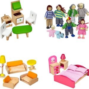 Dragon Drew Dollhouse Furniture Set - Wooden - Living Room, Bedroom and