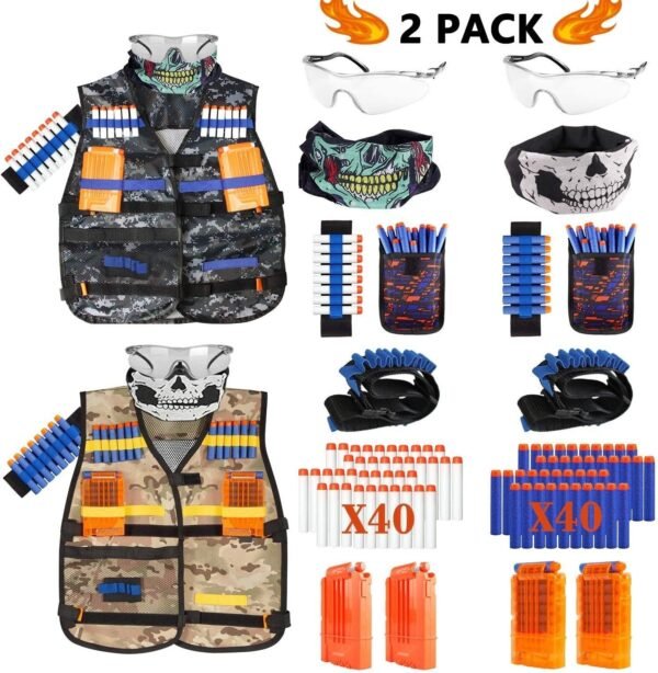 Taiker Compatible with Nerf Vest Kit, 2 Pack Tactical Vest for Nerf