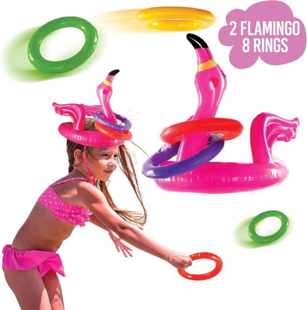Top Race Flamingo Ring toss Games for Kids Outdoor, Inflatable Pool Toys,