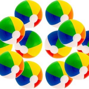 16 Rainbow Color Party Pack Inflatable Beach Balls - Beach Pool Party