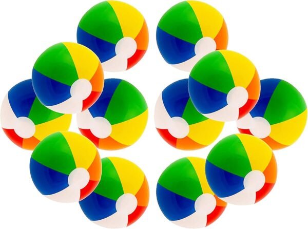 16 Rainbow Color Party Pack Inflatable Beach Balls - Beach Pool Party