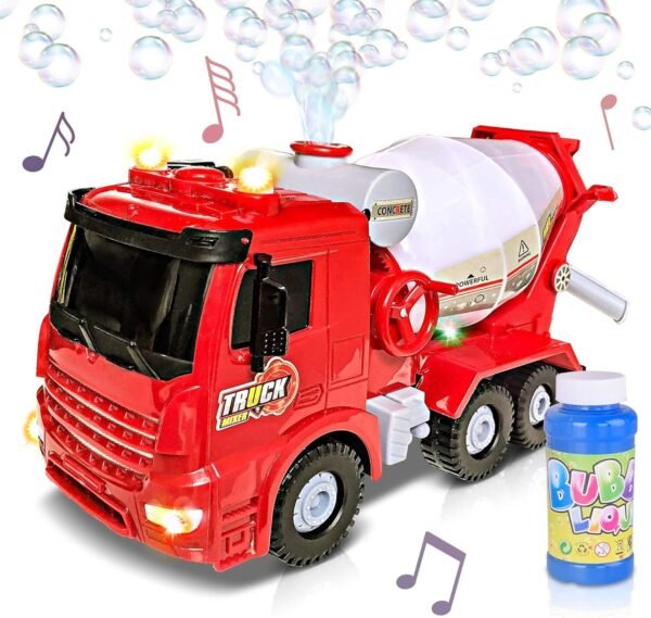 ArtCreativity Bubble Blowing Cement Truck Toy with LED and Sound Effects -