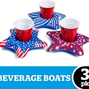 BigMouth Inc. Inflatable Patriotic Star Pool Cupholder Floats, 3-Pack Includes Variety of