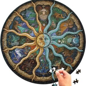 Moruska Round Jigsaw Puzzle 500 Piece for Adults- Zodiac Horoscope Puzzle- DIY
